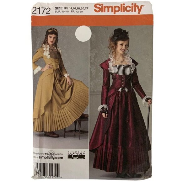 Simplicity 2172 Cosplay Steampunk Costume Coat Skirt Pattern Sz 14-22 CUT - Picture 1 of 3
